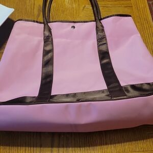 Pink Tote Bag with Brown Accents
